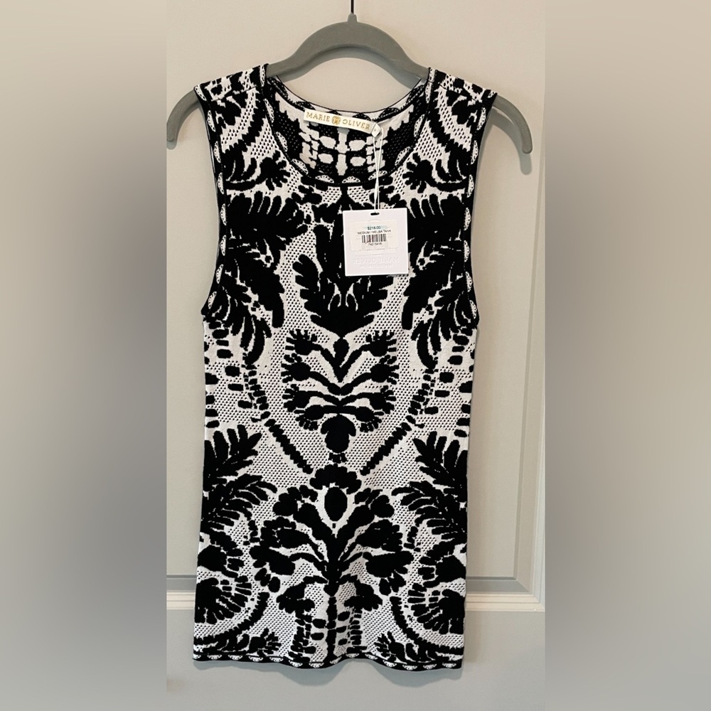 Marie Oliver Melba tank knit black white M new NWT perfect layering piece